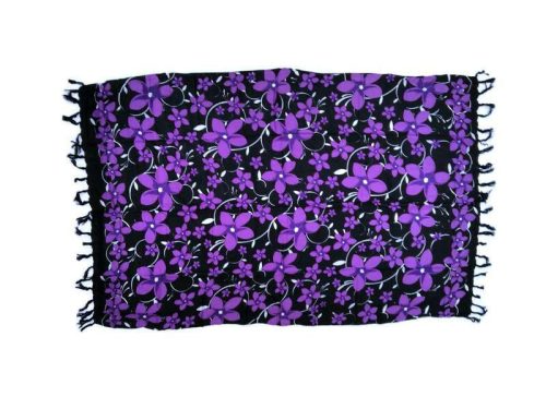 Sarong fekete alapon lila virágos