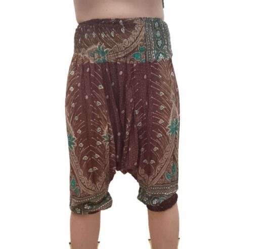 Térdnadrág csokibarna alapon mintás