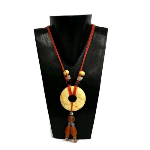 Nyaklánc, női, zsírkő medállal