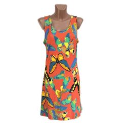 UDG rövid ruha, narancs alapon pillangós