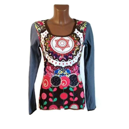 UDG hosszú ujjú felső acélszürke ujjú, mandala mintás "L"