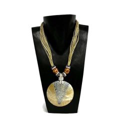 Nyaklánc, női, fehér, kerek kagyló medállal