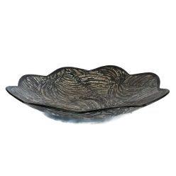   Tál kagylóbevonattal lapos fekete sávos, virág forma "M"