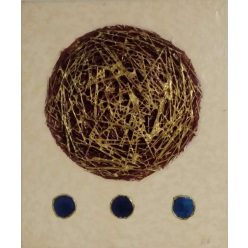 Absztrakt festmény 3 kör alakú kagylóval