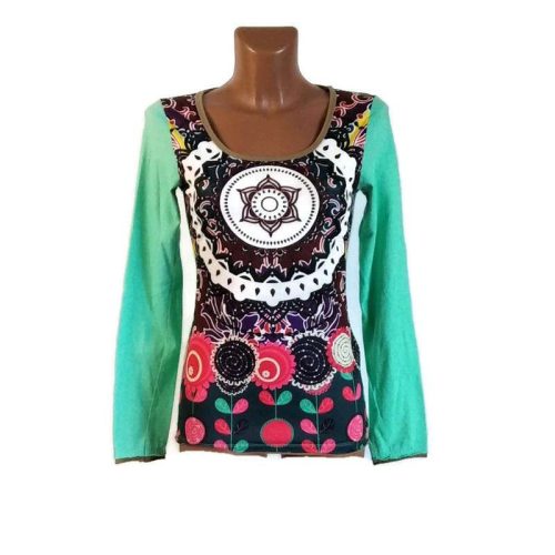 UDG hosszú ujjú felső menta ujjú, mandala mintás "S"