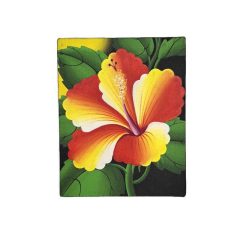   Piros Hibiszkusz Virág Festmény Zöld Háttérrel – Trópusi Hangulat, Kézzel Festett Vászonkép, kicsi