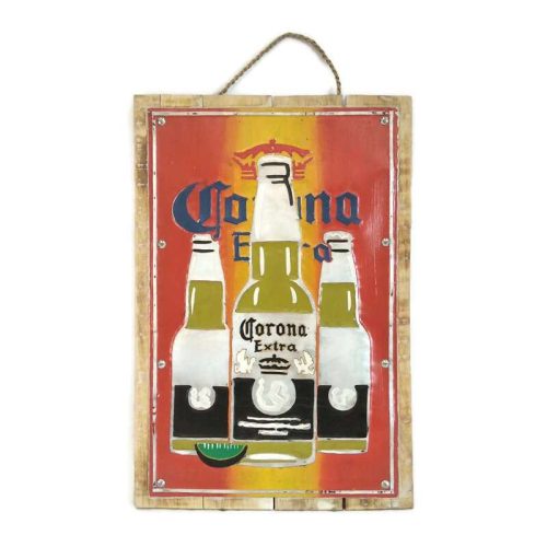 Fatábla fém nyomattal, sör dizájn Corona