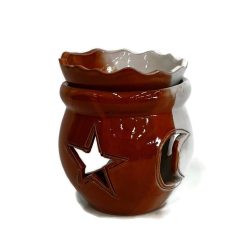   Párologtató, aromalámpa illóolajhoz, öblös holdas narancs-fehér nagy