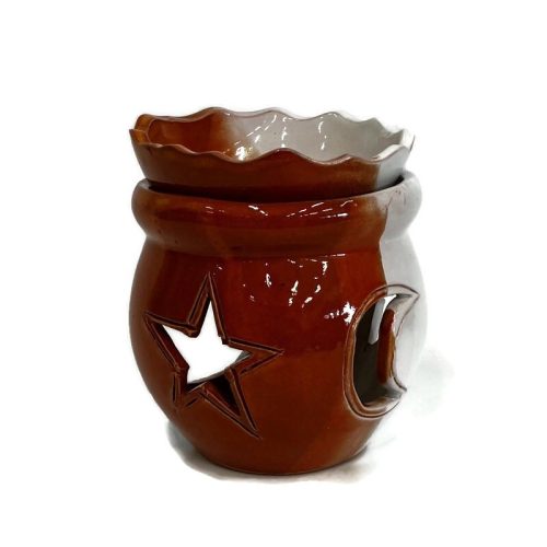 Párologtató, aromalámpa illóolajhoz, öblös holdas narancs-fehér nagy