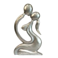 Absztrakt páros szobor 30cm ezüst