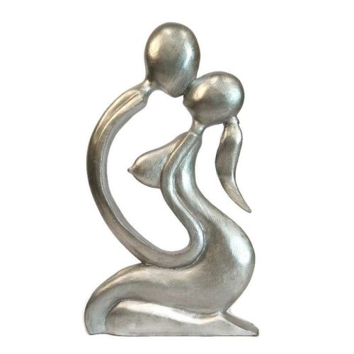 Absztrakt páros szobor 30cm ezüst