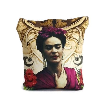 Frida női válltáska, szegecselt textilbőr füllel, drapp alapszín