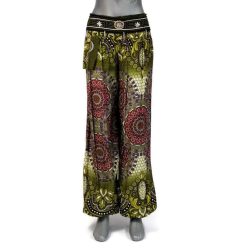   Jázmin nadrág hátul gumis derékkal zöld, mandala mintával