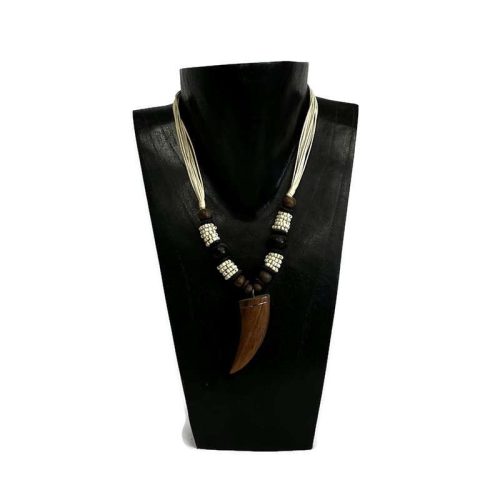 Nyaklánc, női, fa, fog alakú medállal