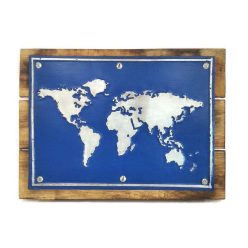 Fatábla fém nyomattal, térkép dizájn sötétkék