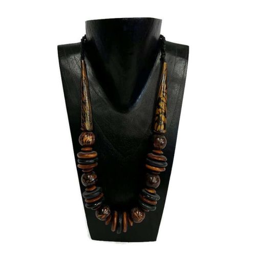 Nyaklánc, női, fa, rusztikus márvány festéssel