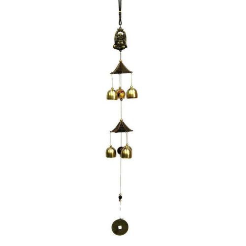 Fém szélcsengő, nevető Buddha