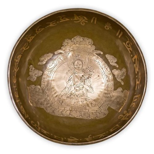 Hangtál Fehér Tara mintával – vésett 1474gr