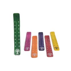   Fa füstölőtartó "sítalp" zöld, festett Életfa motívummal