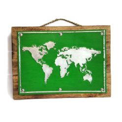 Fatábla fém nyomattal, térkép dizájn világoszöld