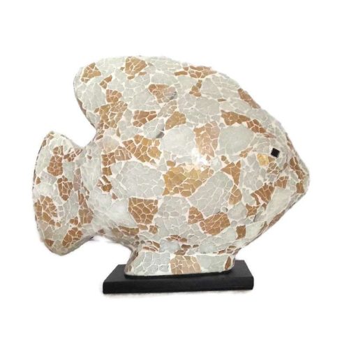 Üvegmozaik lámpabúra, hal fehér-aranyszín