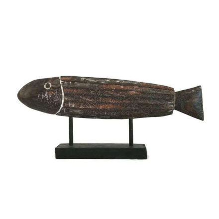 Fa panel, torpedó hal antik sötétbarna "M"