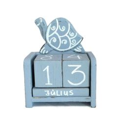 Fa öröknaptár világoskék teknős, csiga mintával