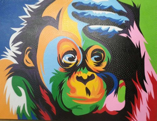 Aboriginal stílusú majom festmény