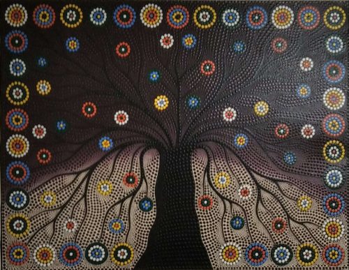 Aboriginal stílusú Életfa festmény