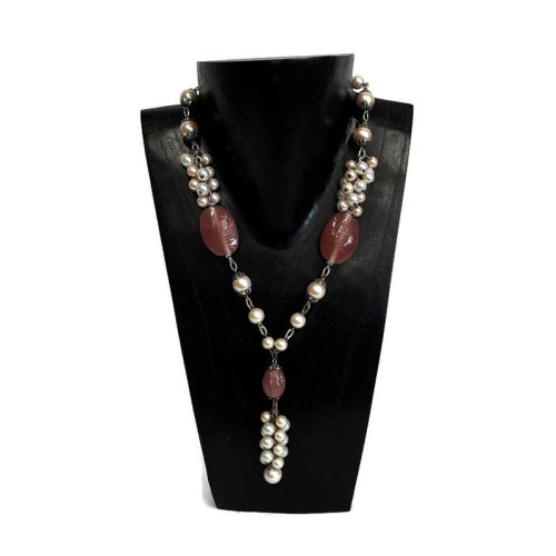 Nyaklánc, női, tekla gyöngy, nagy lapos üveggyönggyel 3.