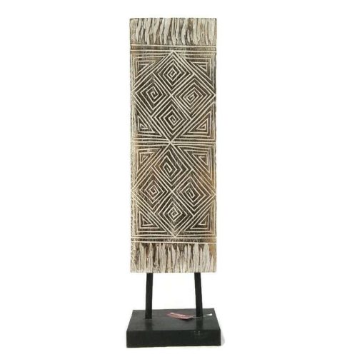 Fa panel, sötétbarna antikolt szögletes spirál mintás "M"