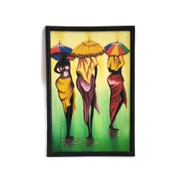 Fa kép, afrikai esernyős hölgyek 3 alak