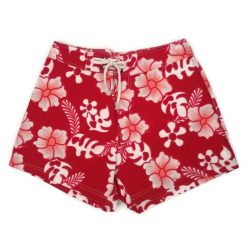 Női rövidnadrág Hawaii mintás 9. piros XS