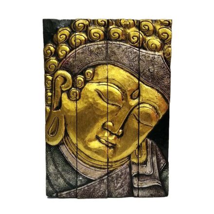 Buddha kép falra 4 részes, összecsukható arany-ezüst festett