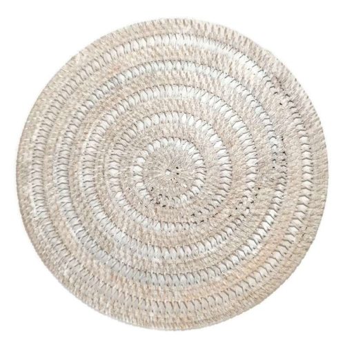 Tányéralátét rattan áttört kör fehér