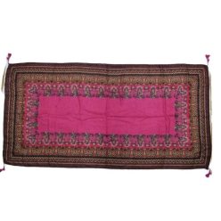 Thai kendő, rózsaszín közepű, szélén barna mintás