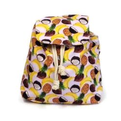   Zsinóros szájú hátizsák, rózsaszín alapon gyümölcsös