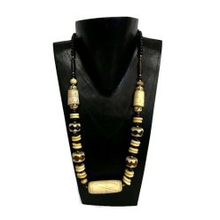 Nyaklánc, női, fa gyöngyös, rusztikus