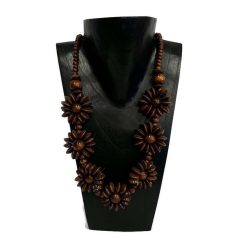 Nyaklánc, női, fa gyöngyös virág 5.