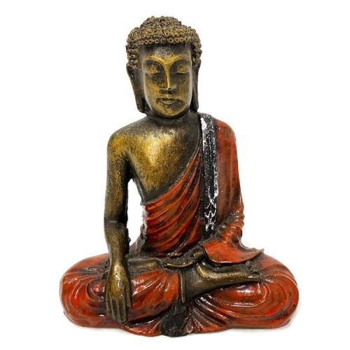 Buddha szobor meditáló pózban kicsi - arany-narancs, meditáció és belső béke szimbóluma