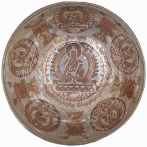 Hangtál Tibeti kézzel gravírozott- ezüstözött Gyógyító Buddha 1587gr