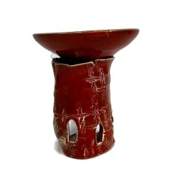   Párologtató, aromalámpa illóolajhoz, fatörzs, narancspiros