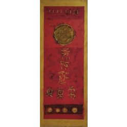 Kínai jeles piros-arany absztrakt festmény 