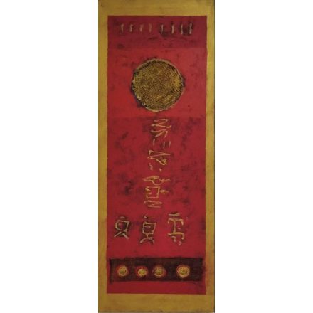 Kínai jeles piros-arany absztrakt festmény 