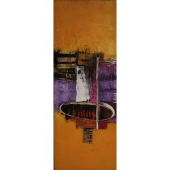 Narancs alapon hajó absztrakt festmény 