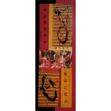 Kínai jeles piros-fekete-arany absztrakt festmény 