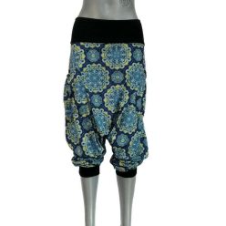 Zsebes 2in1 nadrág kék, sárga virággal