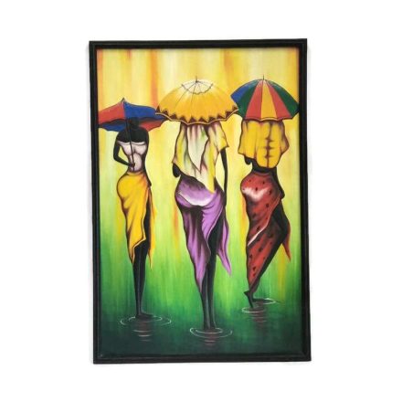 Fa kép, afrikai esernyős hölgyek 3 alak nagy