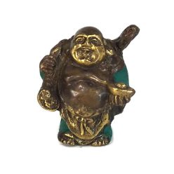 Nevető Buddha bronzból, zsákos