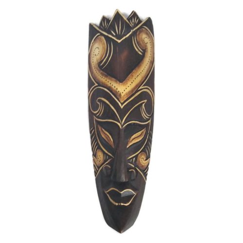 Fa fali maszk harcos fejdíszben, 30cm